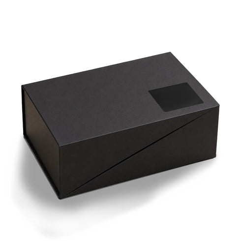 Black Magnetic Box Gift Set with White Crinkle Paper