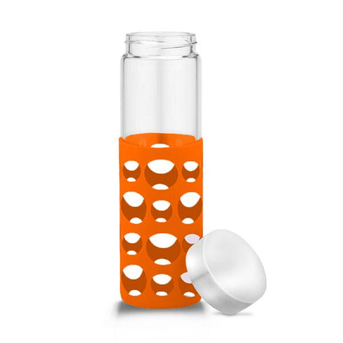 20 oz Silicone Round Cutouts Glass Bottle