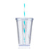 16 oz Slurpy with Colored Lid & Striped Straw Tumbler
