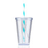 16 oz Slurpy with Colored Lid & Striped Straw Tumbler